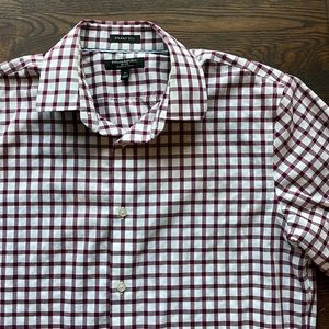Men's Burgundy Plaid Dress Shirt